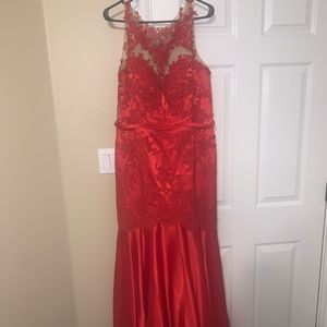Mermaid red formal dress
